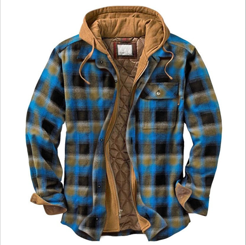 Men's Harajuku Plaid Jacket - Cotton 3D Printed Coat