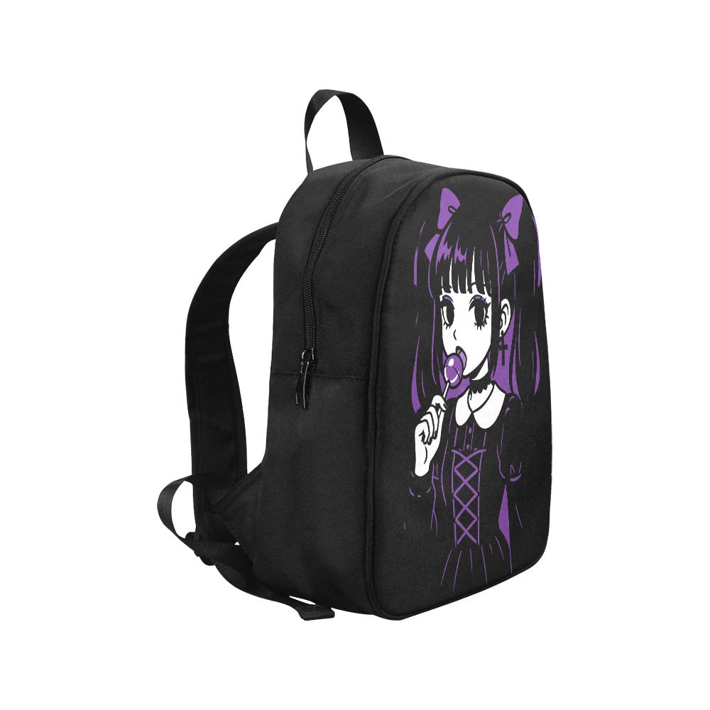 Purple Emo Goth Harajuku Lollipop Girl Canvas Backpack