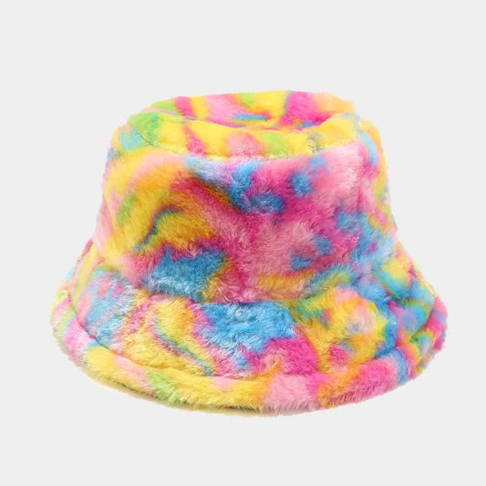 Harajuku Style Zebra Print Faux Fur Panama Bucket Hat
