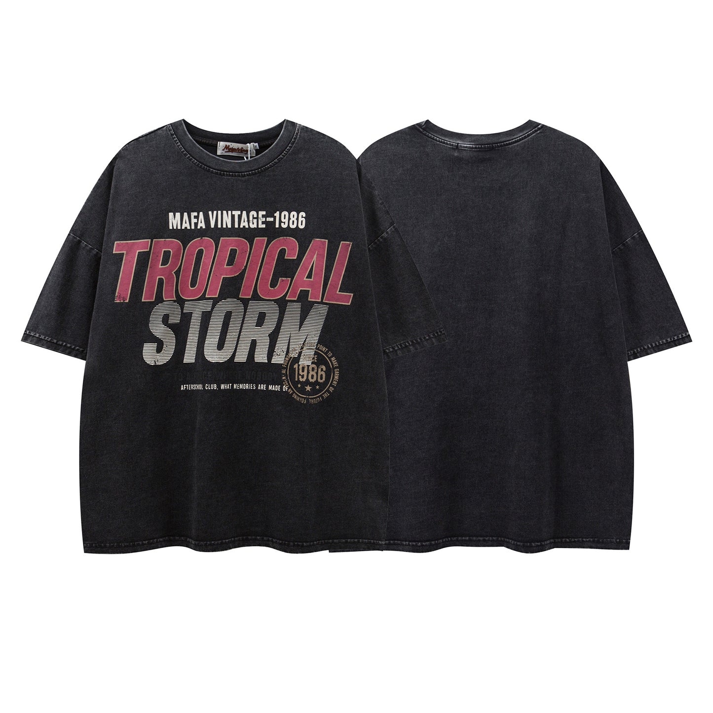 Retro Letter Print Loose Fit T-Shirt for Men