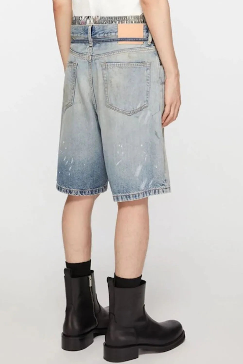 Men's Graffiti Print Denim Bermuda Shorts