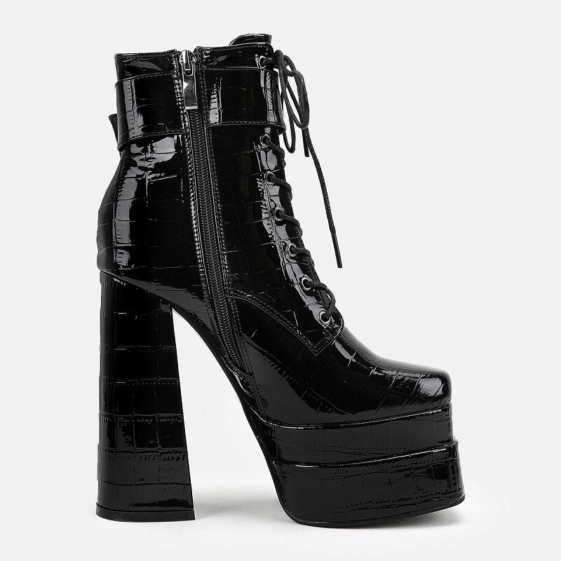 Harajuku Style Super High Heel Square Head Women's Boots