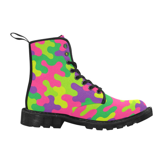 Women's Harajuku Rainbow Camo Lace Up Boots