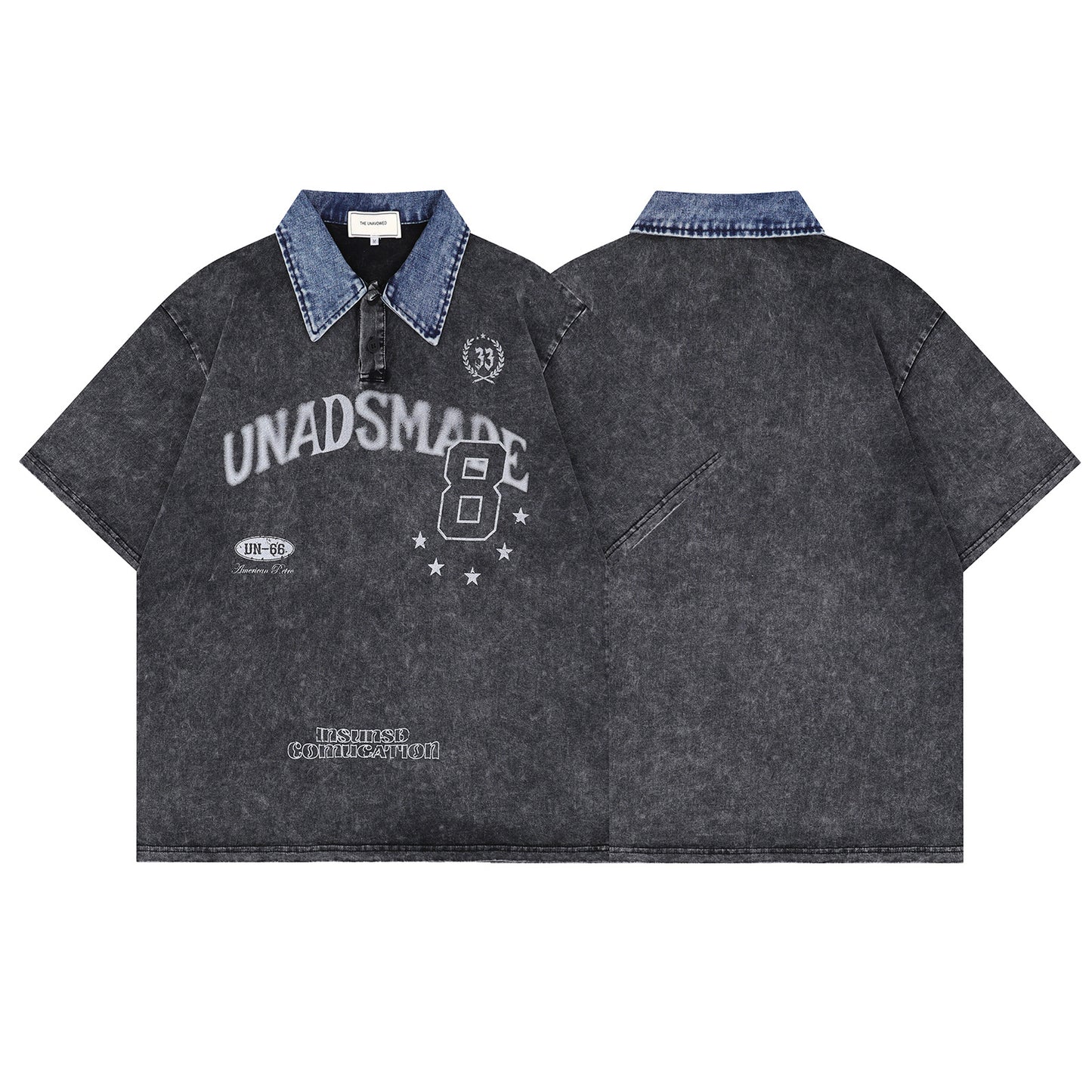 Harajuku Style Spliced Letter Print Polo Tee - Men's Casual Top