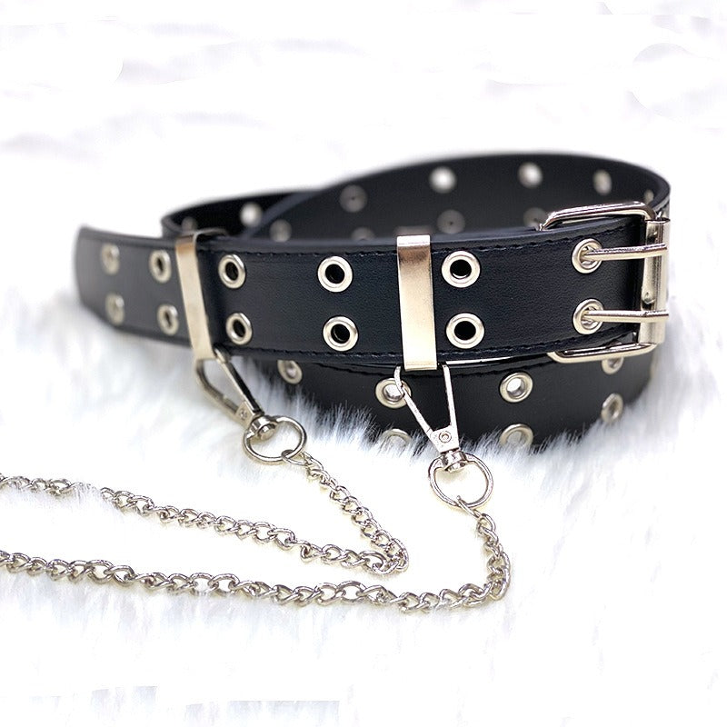 Gothic Punk Style Chain Decorative Eyelet Belt