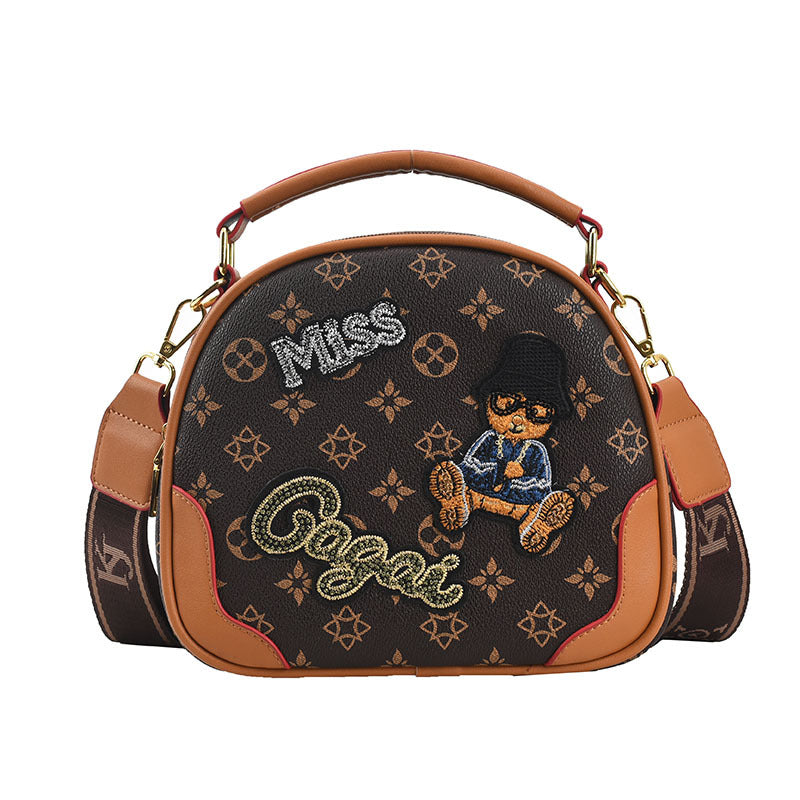 Harajuku Bear Old Flower Hand-Held Shoulder Bag