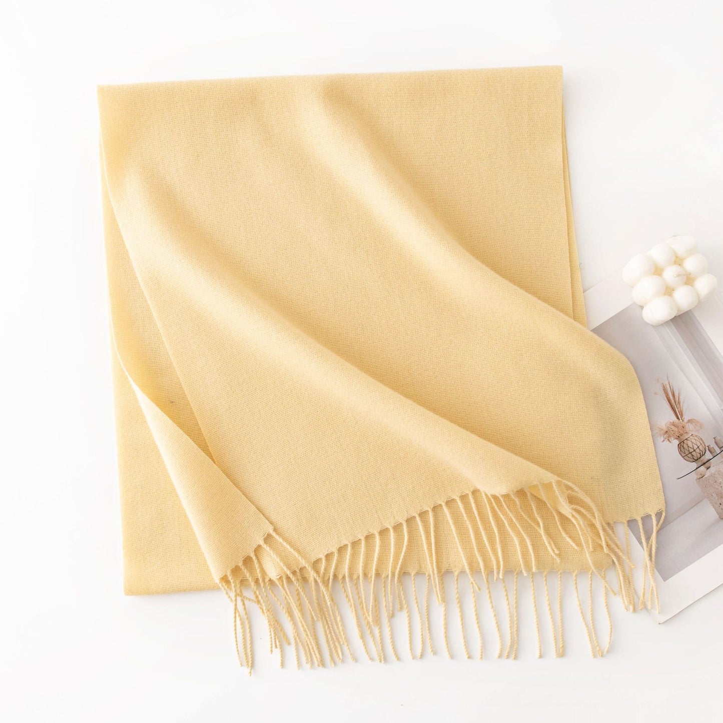Cashmere Feel Solid Color Scarf for Women Imitation Cashmere Atmosphere Style Versatile Medium-Length Shawl Neck Warmer