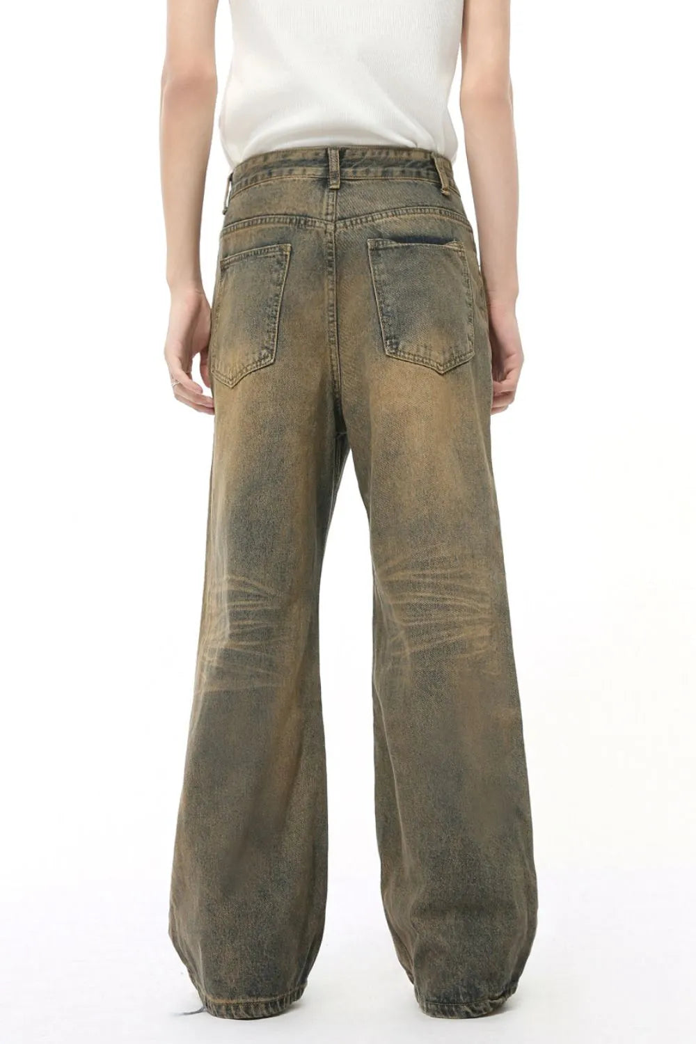 Playful Washed Cat Whisker Straight Leg Jeans