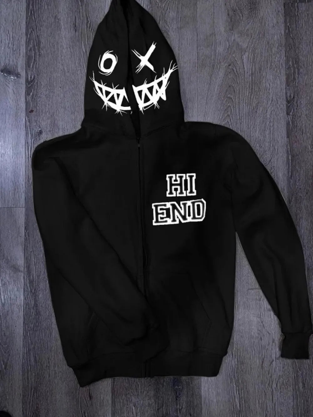 Men's Harajuku Style Zip Up Letter Graphic Hoodie