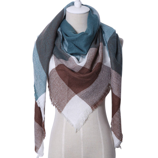 Harajuku Style Winter Triangle Scarf - Cashmere Plaid Shawl