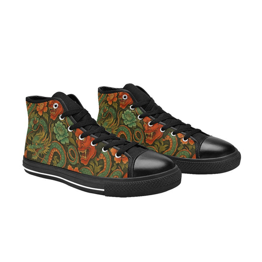 Red Dragon Devil Pattern High Top Canvas Women's Shoes