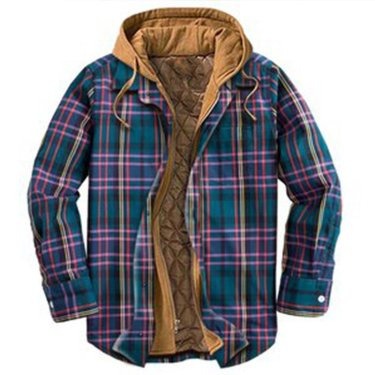 Men's Harajuku Plaid Jacket - Cotton 3D Printed Coat