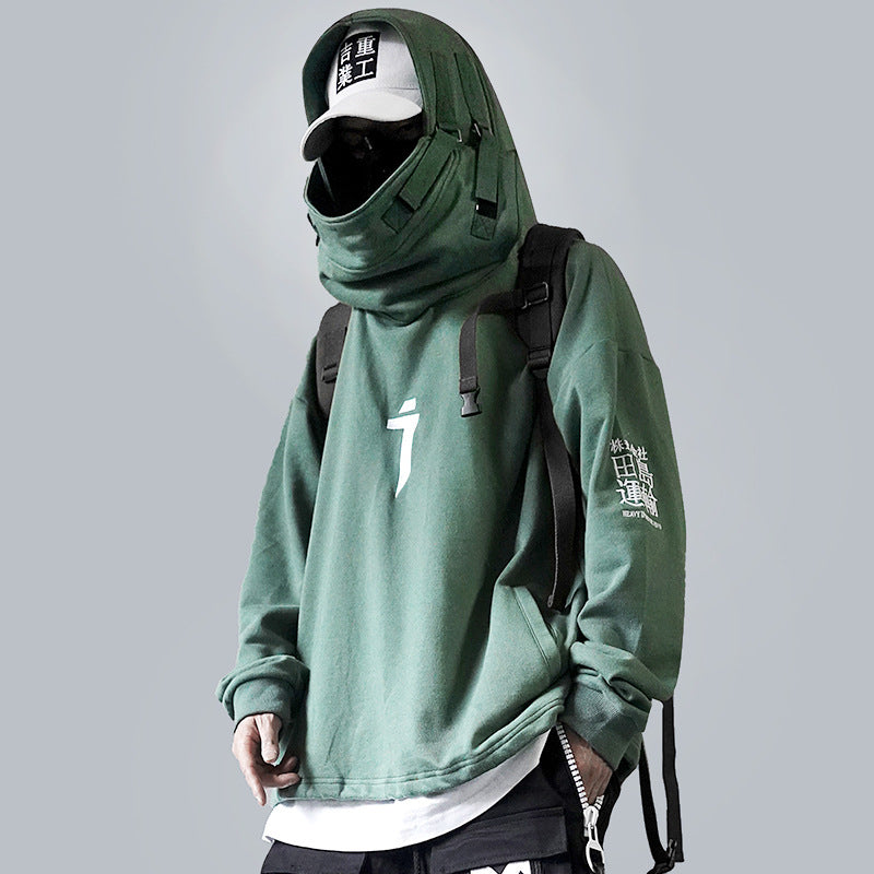 Cyberpunk Fish Mouth Hooded Sweater - Oversized Hip-Hop Jacket