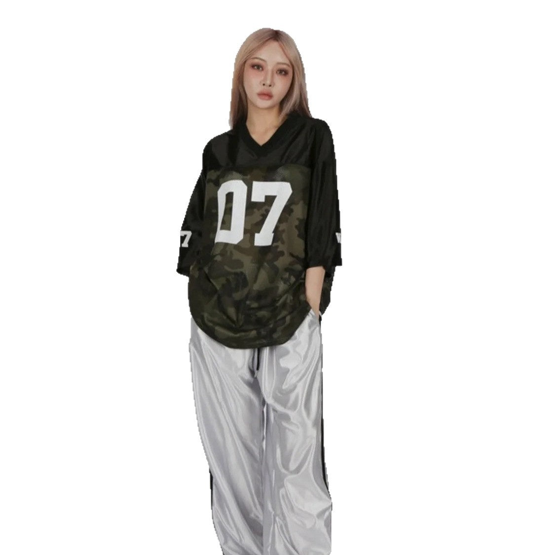 Retro V-Neck Camouflage T-Shirt