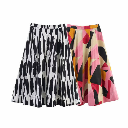 Harajuku Style Printed Midi Skirt for Women
