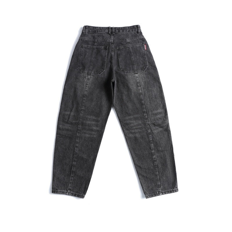 Harajuku Style Men's Printed Wide Leg Patch Jeans