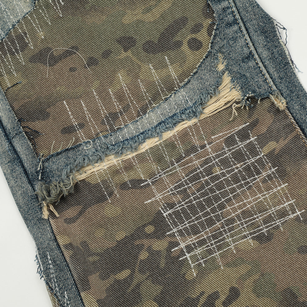 Heavy Duty Post-Apocalyptic Camouflage Distressed Jeans