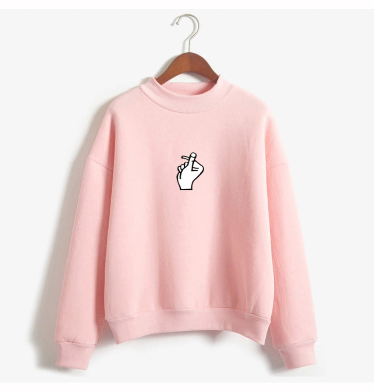Playful Love Gesture Crewneck Sweatshirt for Women