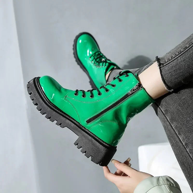 Harajuku Style Colorful Ankle Boots - Gothic Platform Punk