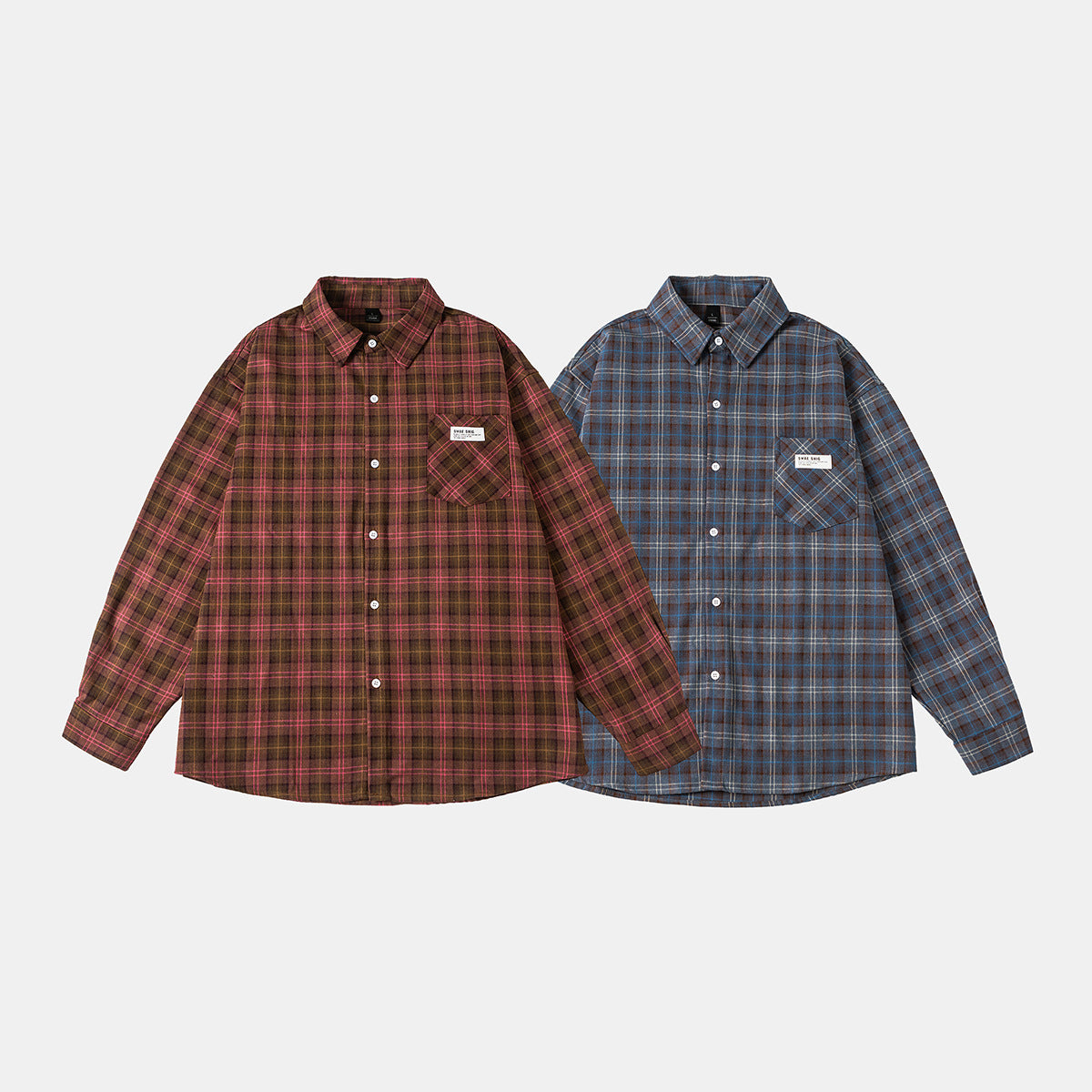 Plaid Pattern Long Sleeve Loose Fit Casual Shirt