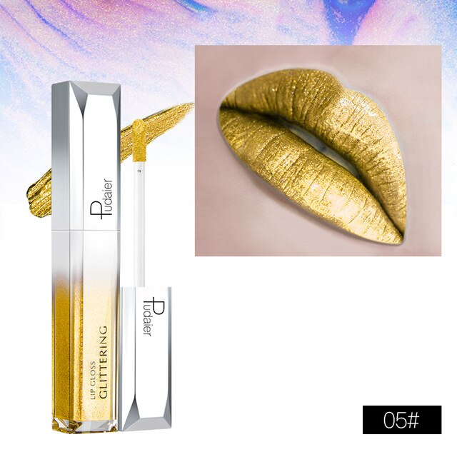 Metallic Glitter Shine Full Color Lipstick - 18 Shades