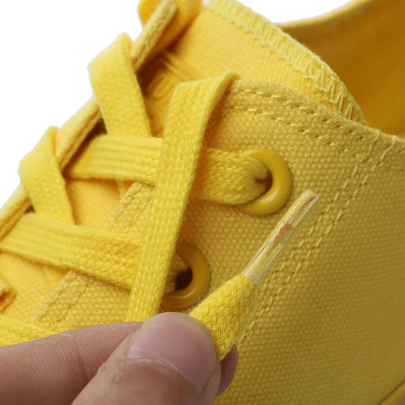 Harajuku Style Canvas Sneakers - Lemon Yellow & Pure White