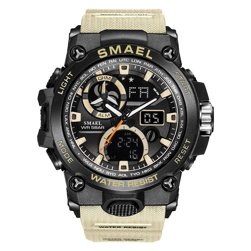 Men's 50M Waterproof Sport Watch - Dual Time Military Style