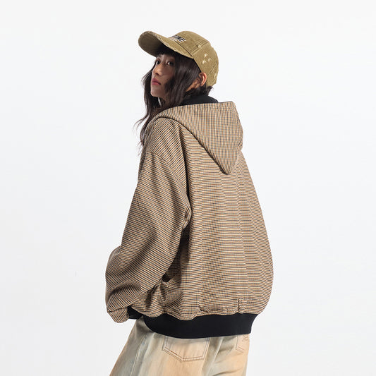 Double-Sided Wear Hooded Cardigan - Unisex Plaid Jacket