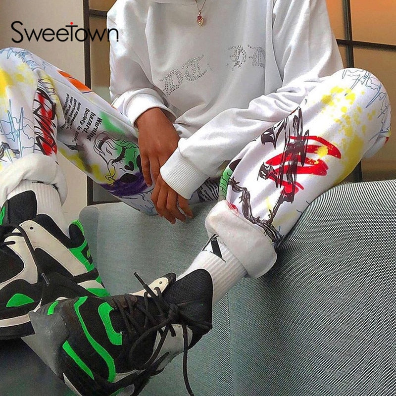 Sweetown Harajuku Baggy Cargo Pants for Women