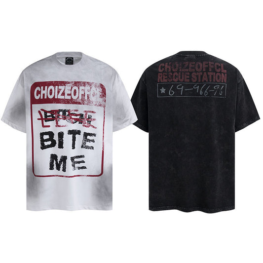 Couples Water-Washed Pure Cotton Short Sleeve Tee