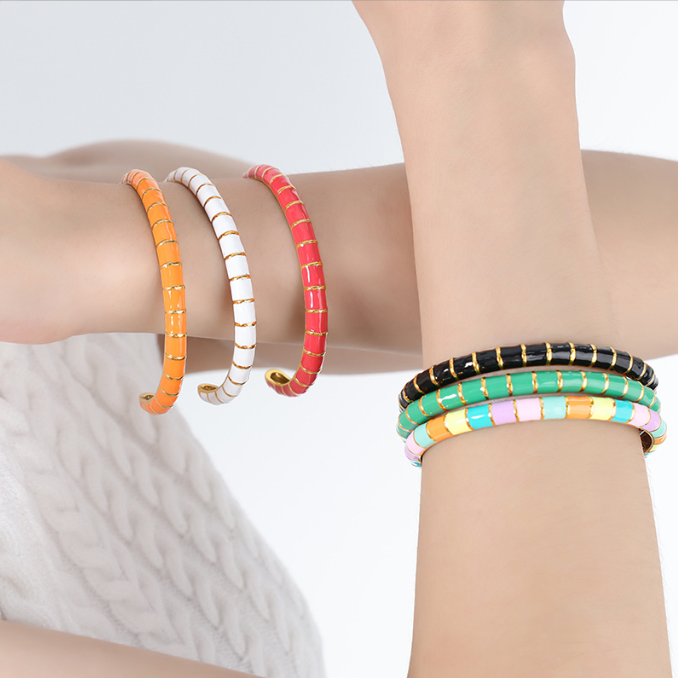 Cute Colorful Macaron Titanium Steel Bracelet for Girls