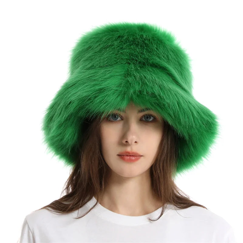 Elegant Faux Fur Fisherman Hat for Women