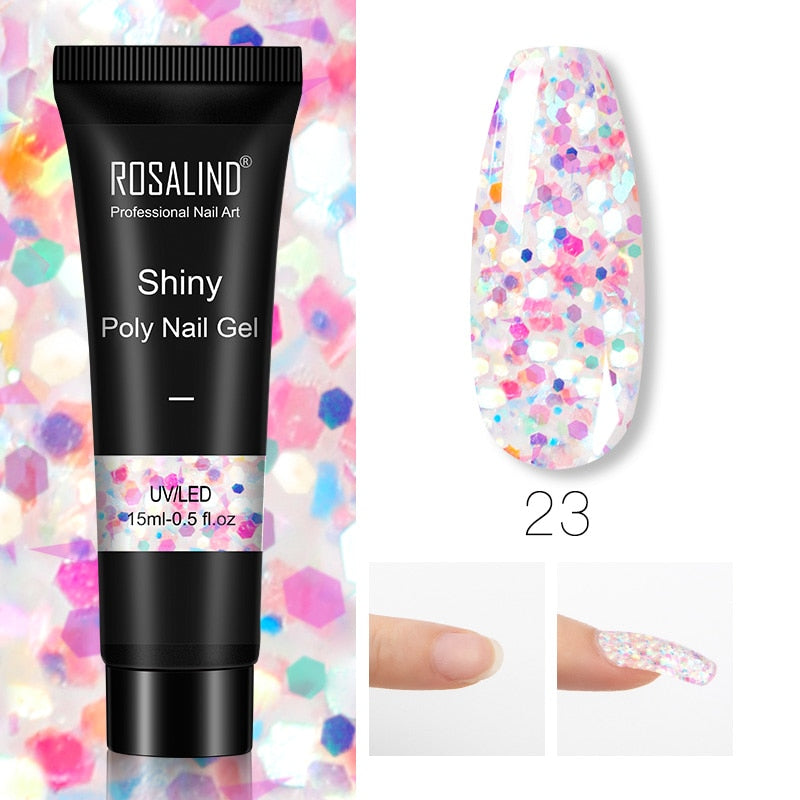 Glitter Poly Nail Gel Extension - 15ml Nail Polish for Manicure