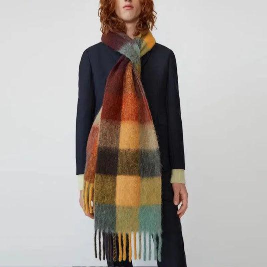 Harajuku Winter Plaid Cashmere Scarf - Warm Fashion Shawl