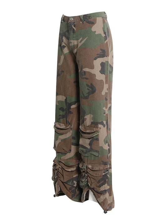 Playful Camouflage Wide Leg Pants for Women