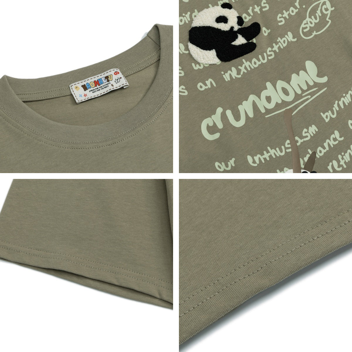 Cute Fuzzy Panda Letter Print Short Sleeve T-Shirt