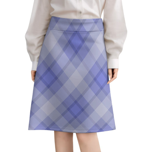 Light Blue Plaid Zipper Skirt