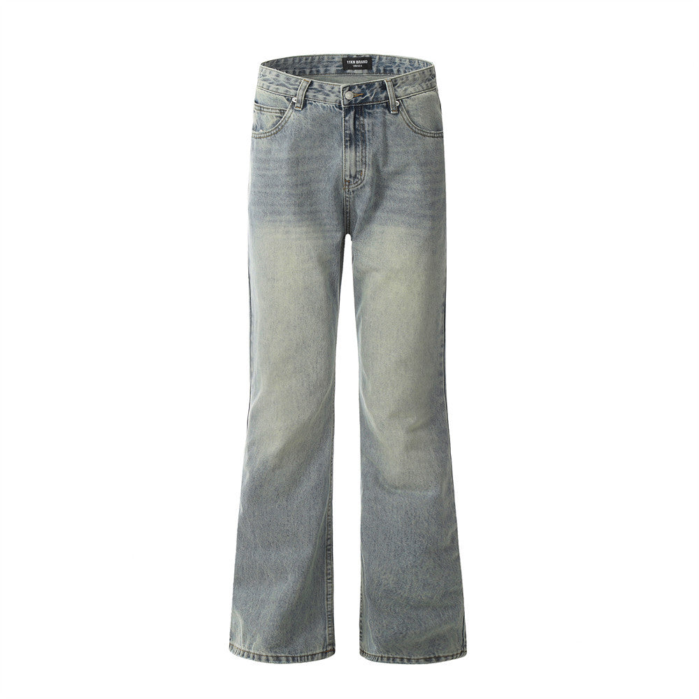 Punk Retro Distressed Denim Flare Pants for Men