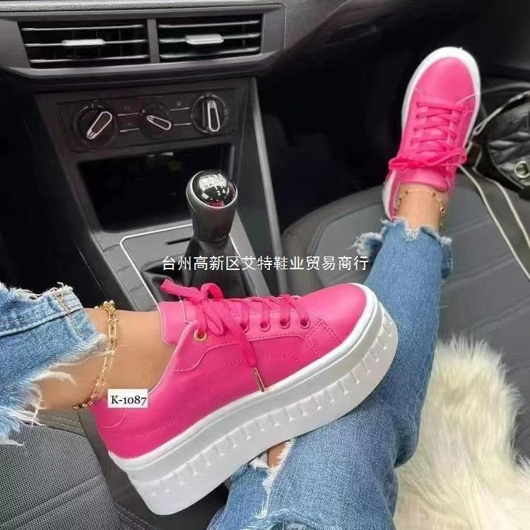 Women's Thick Soled Lace Up Casual Shoes