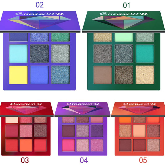 9 Color Diamond Bright Eye Shadow Palette - Matte & Shimmer