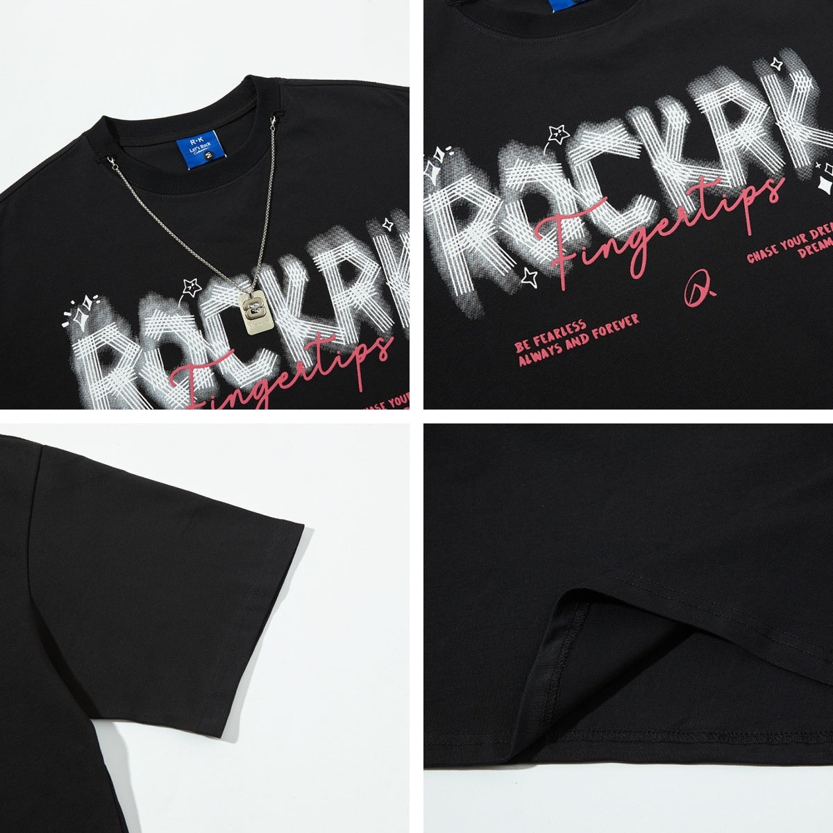 Harajuku Style Loose Fit Necklace T-Shirt for Men