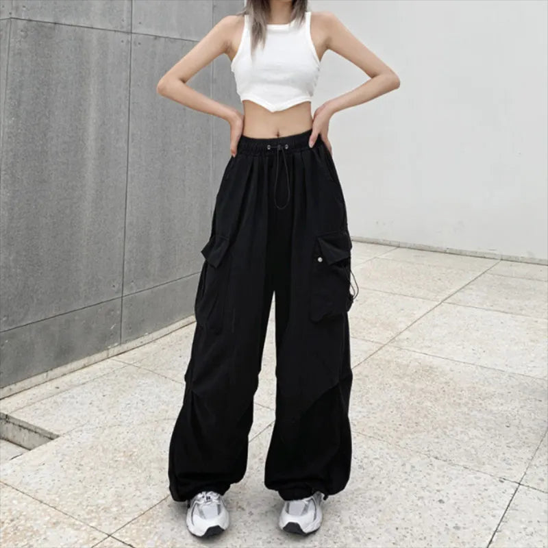 Korean Harajuku Baggy Parachute Pants for Street Style