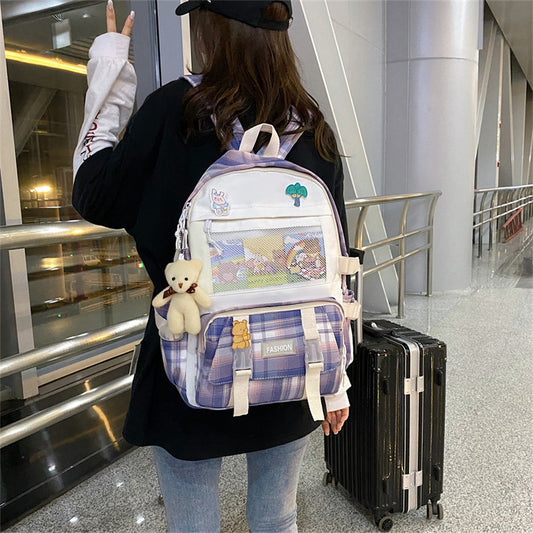 Cute Japanese JK Plaid School Backpack