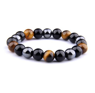Stylish Tiger Eye & Obsidian Bracelet - Harajuku Vibes