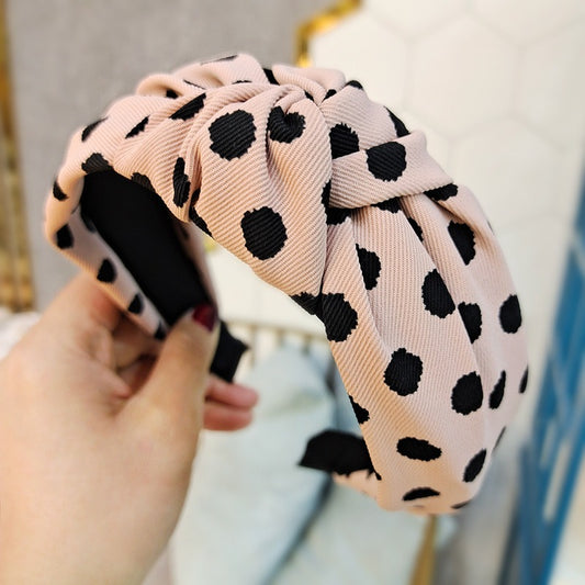 High-End Wide-Brimmed Polka Dot Face Wash Headband