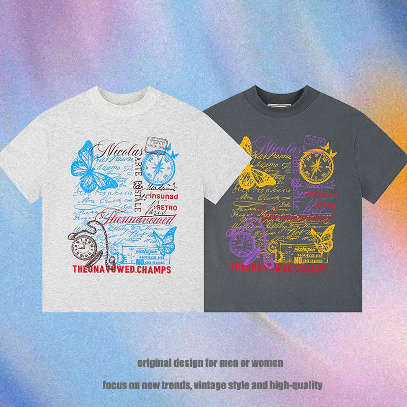 Harajuku Butterfly Print Casual T-Shirt for Everyone