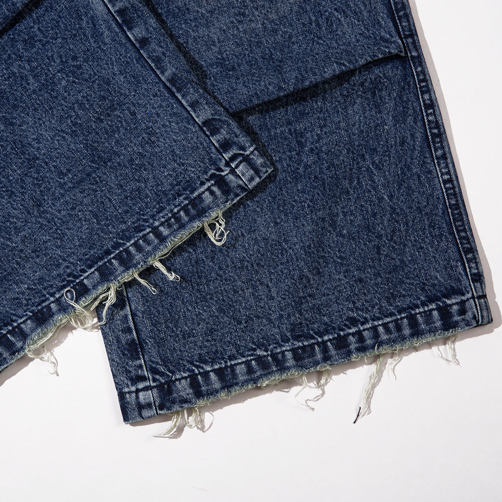 Faded Denim Workwear Trousers - Hip Hop Style