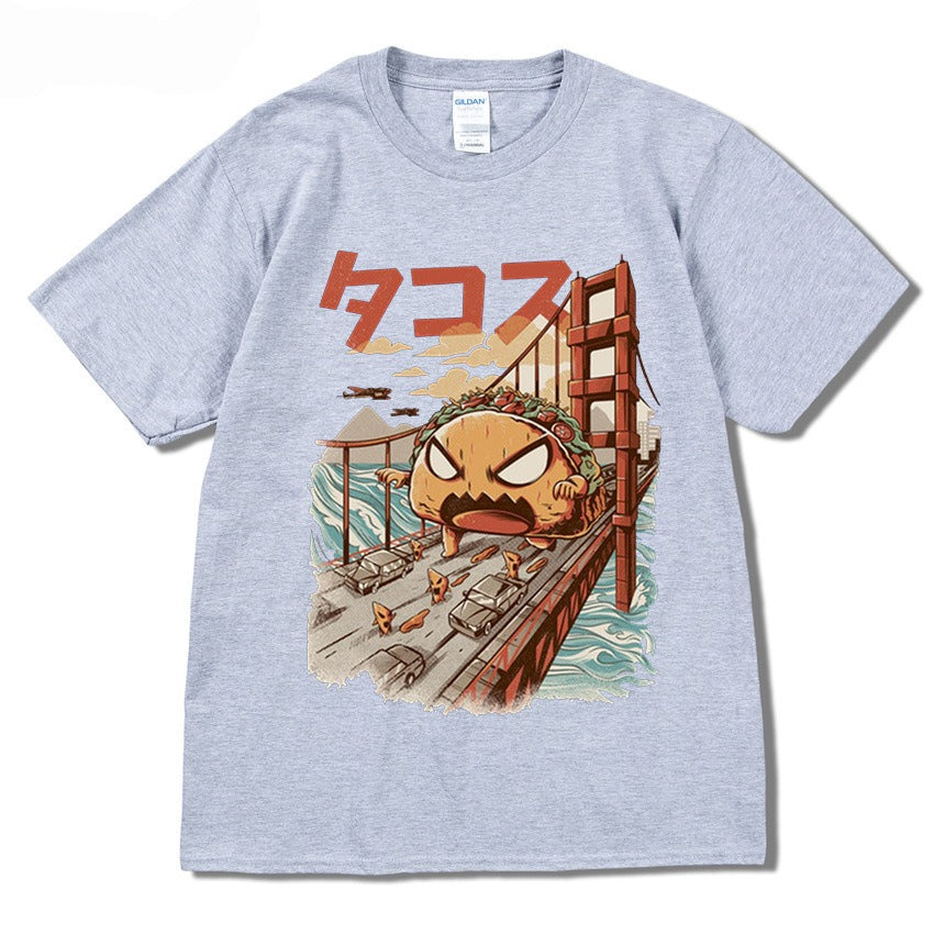 Harajuku Style Playful Rice Roll Graphic Tee for Men