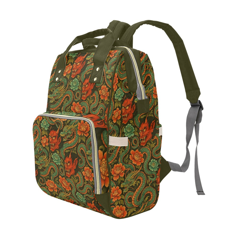 Red Dragon Devil Pattern Multi-Function Backpack