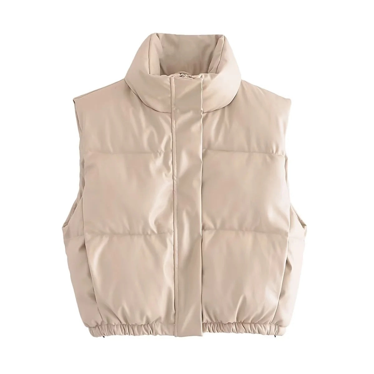 Playful PU Leather Stand-Up Collar Vest for Women